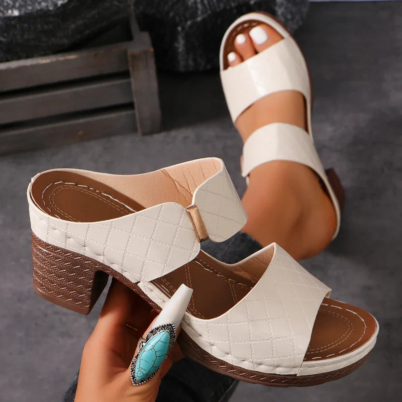 Women's Arch Support Block Heel Flat Sandals