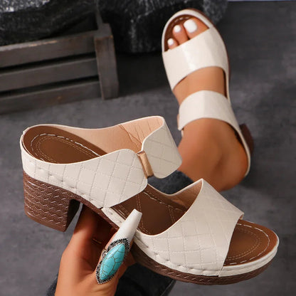 Women's Arch Support Block Heel Flat Sandals