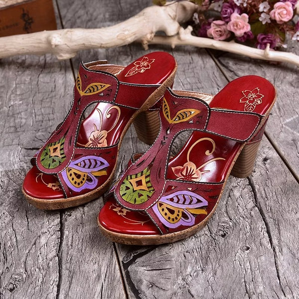 Women's Maroon Red Flat Sandals