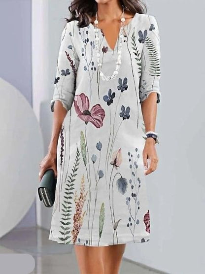 Women's Floral Casual Midi Dress