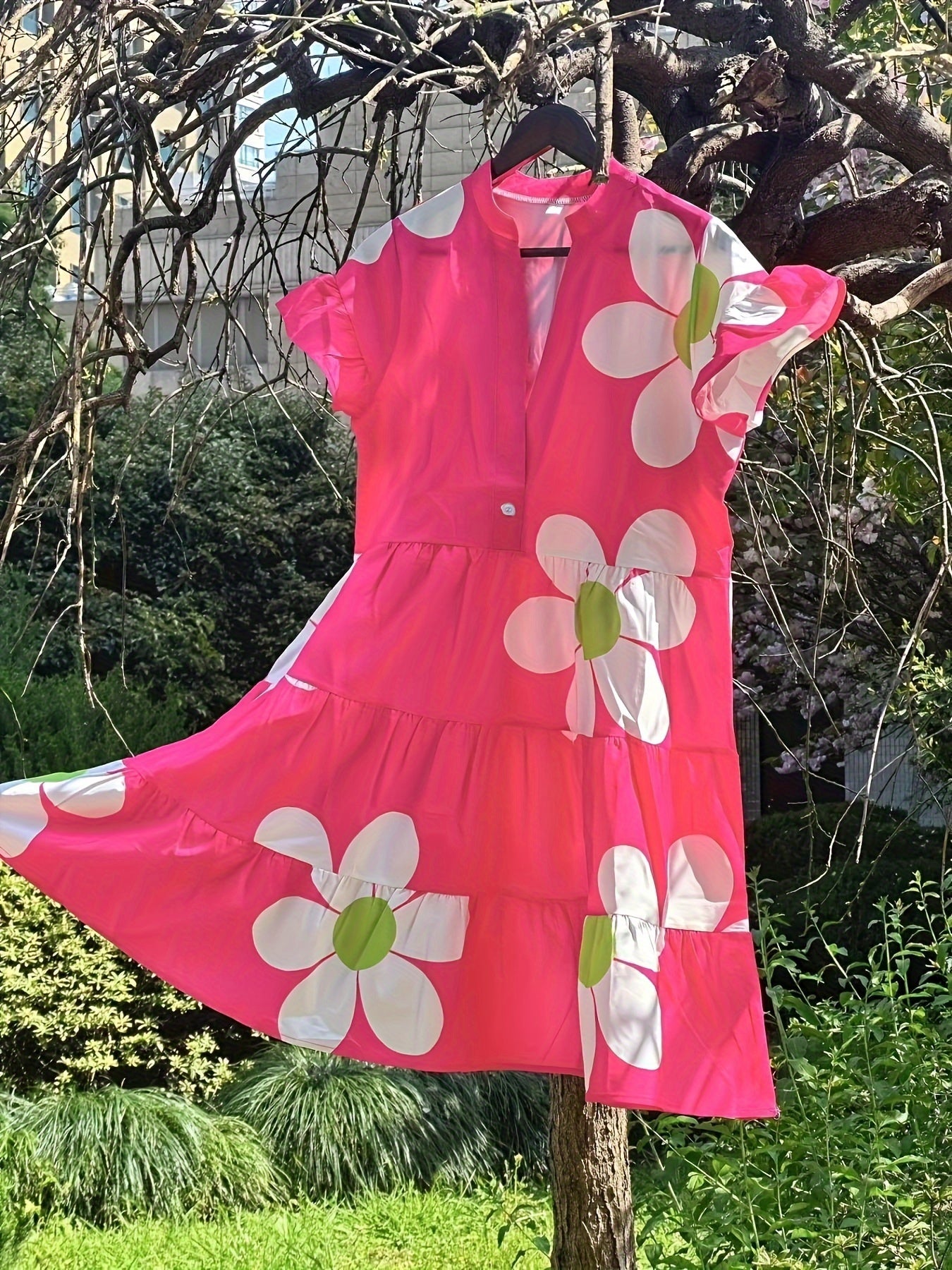 Women's Floral Tummy Control Evening Midi Dress