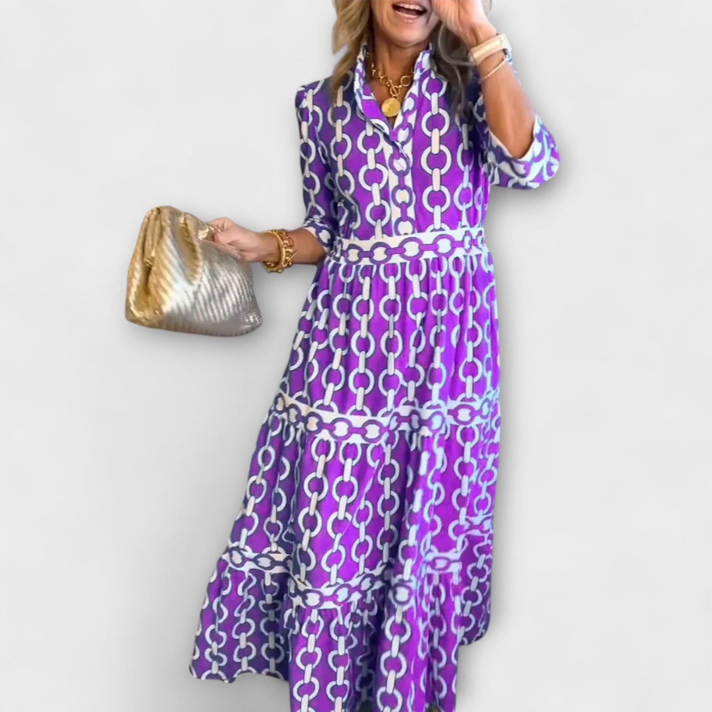 Women's Chain Pattern Day-to-Dinner Midi Dress