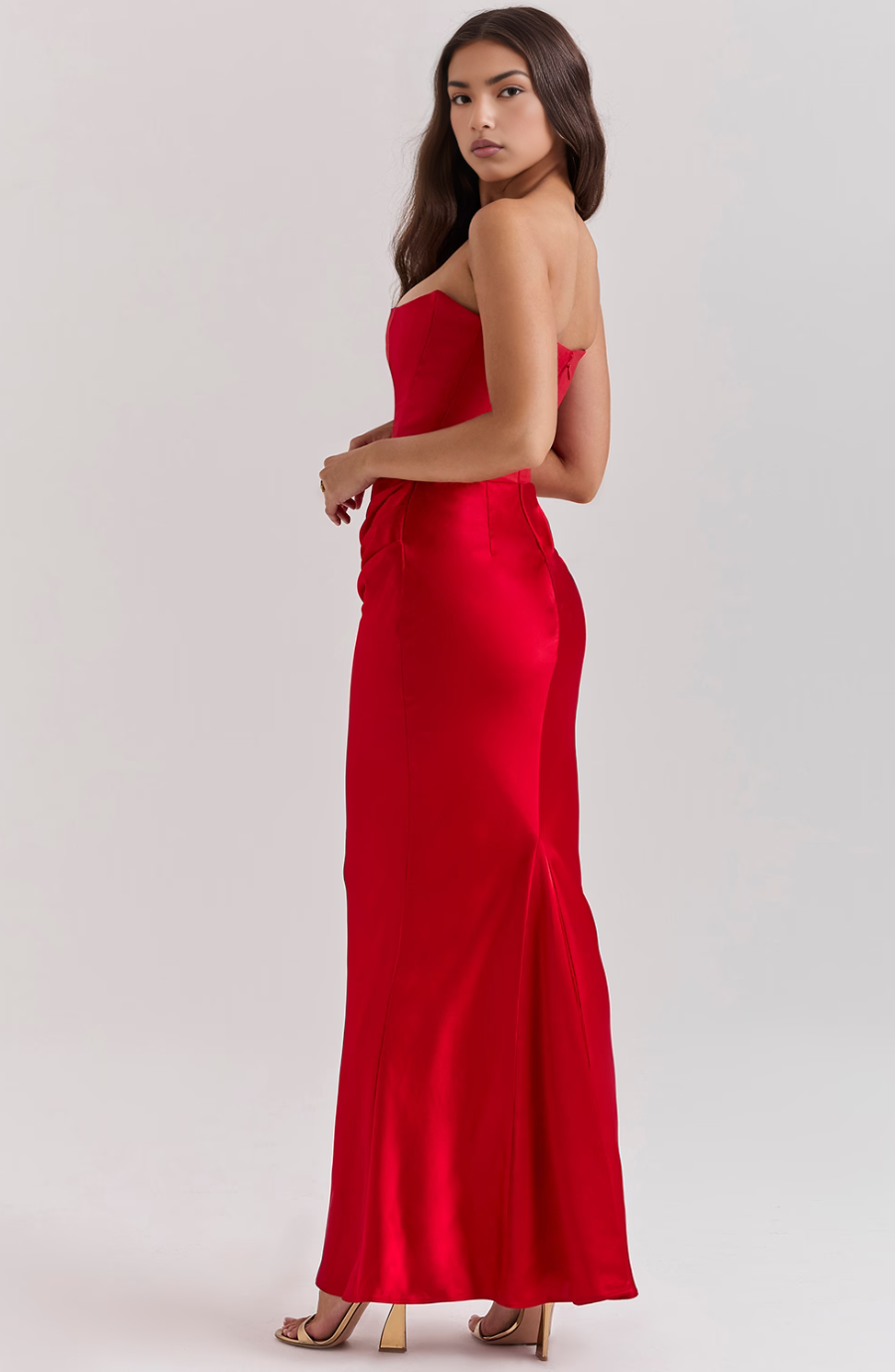 Women's Lace Strapless Evening Maxi Dress