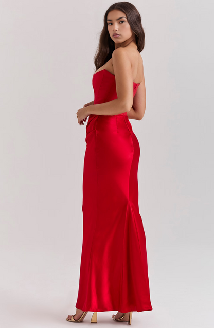 Women's Lace Strapless Evening Maxi Dress
