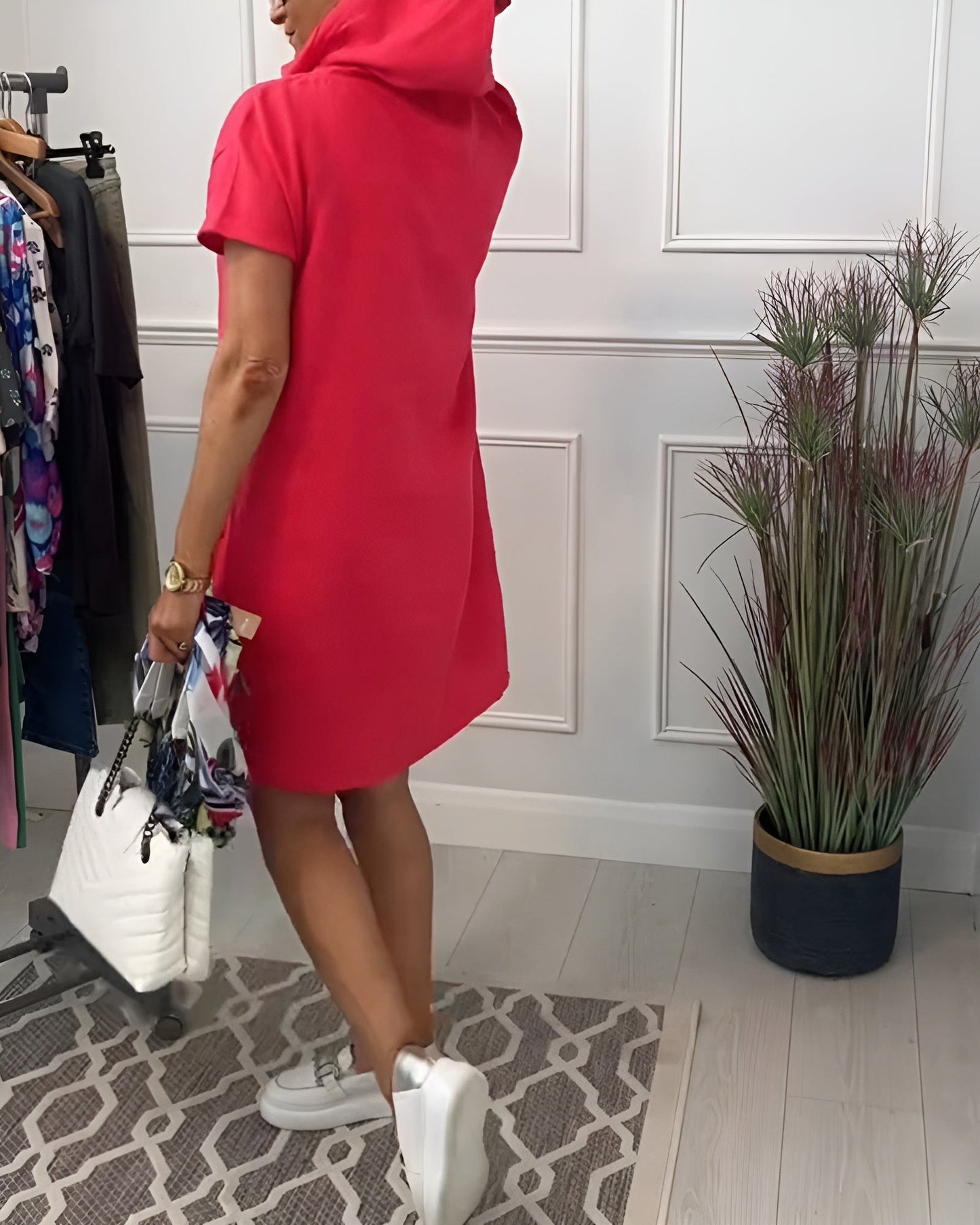 Women's Hooded Casual Everyday Midi Dress