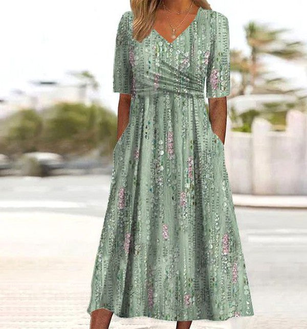 Women's Floral A-Line Summer Midi Dress