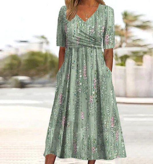 Women's Floral A-Line Summer Midi Dress