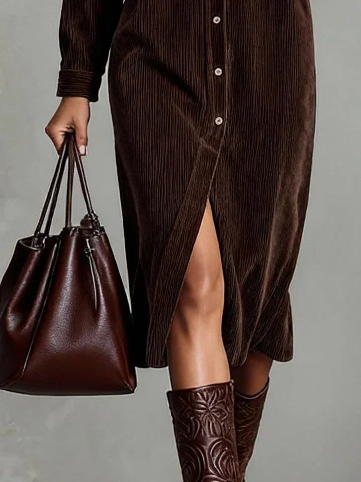 Women's Flared Hem Polished Evening Midi Dress