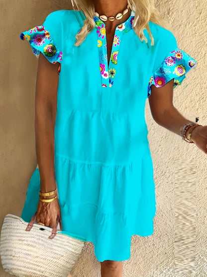 Women's Boho Flowy Cocktail Midi Dress