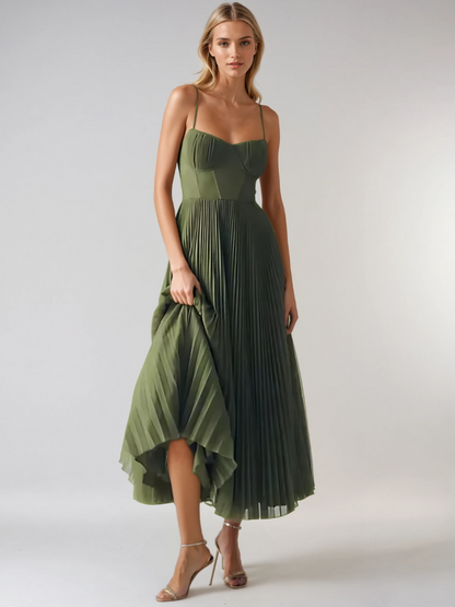 Women's Pleated Evening Maxi Dress