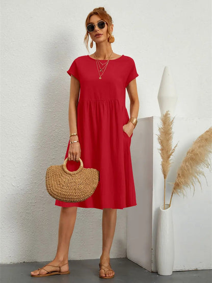 Women's Pocket Casual Day Midi Dress