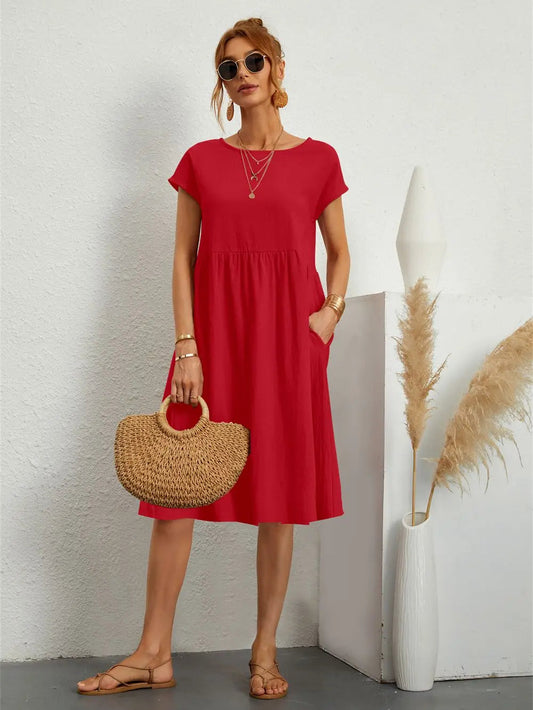 Women's Pocket Casual Day Midi Dress