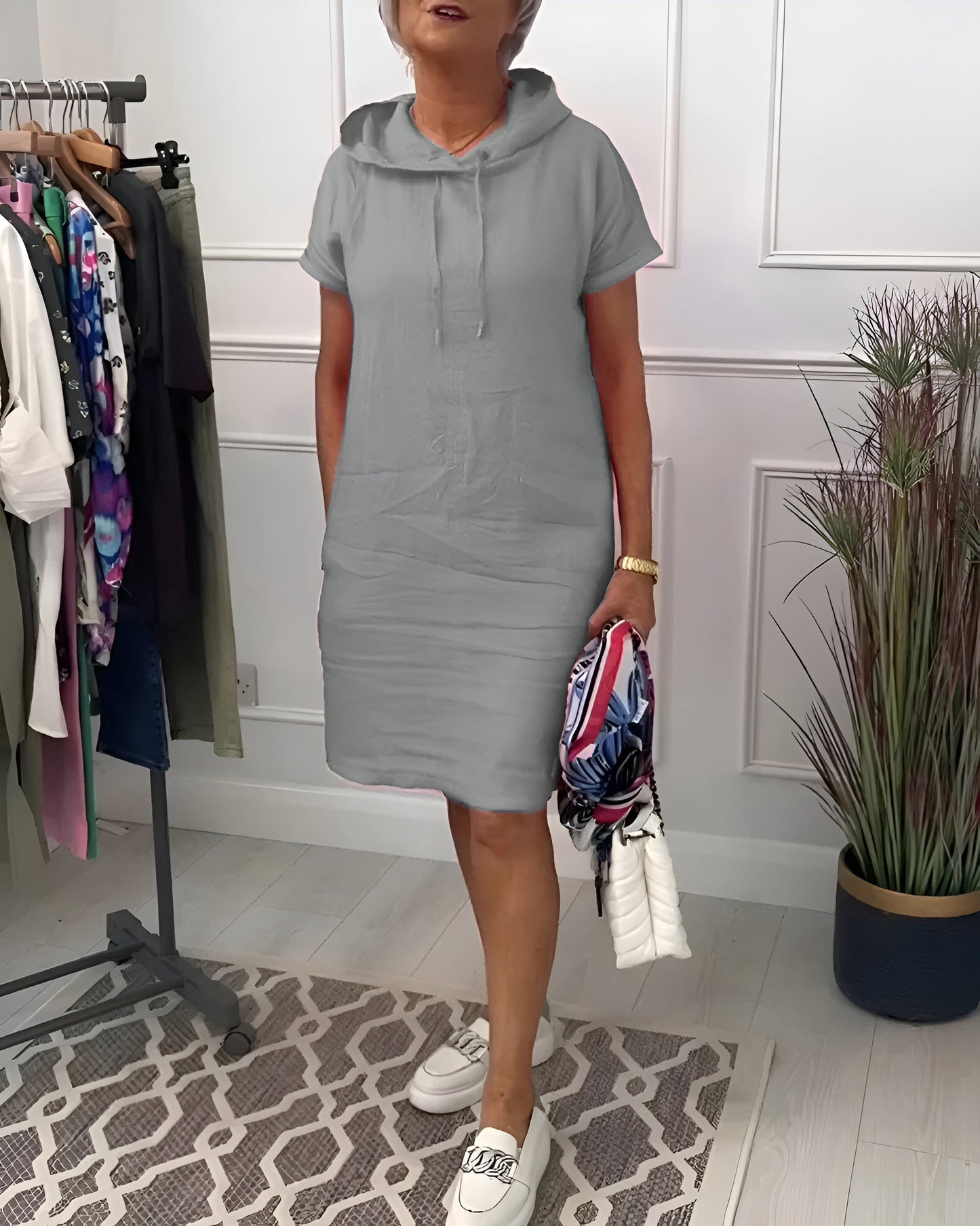 Women's Hooded Casual Everyday Midi Dress