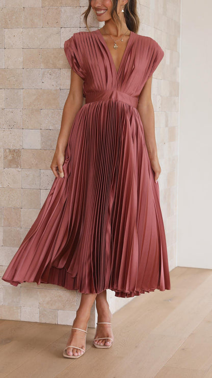 Women's Pleated Formal Evening Maxi Dress