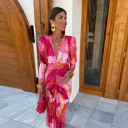 Women's Wrap Wedding Guest Maxi Dress