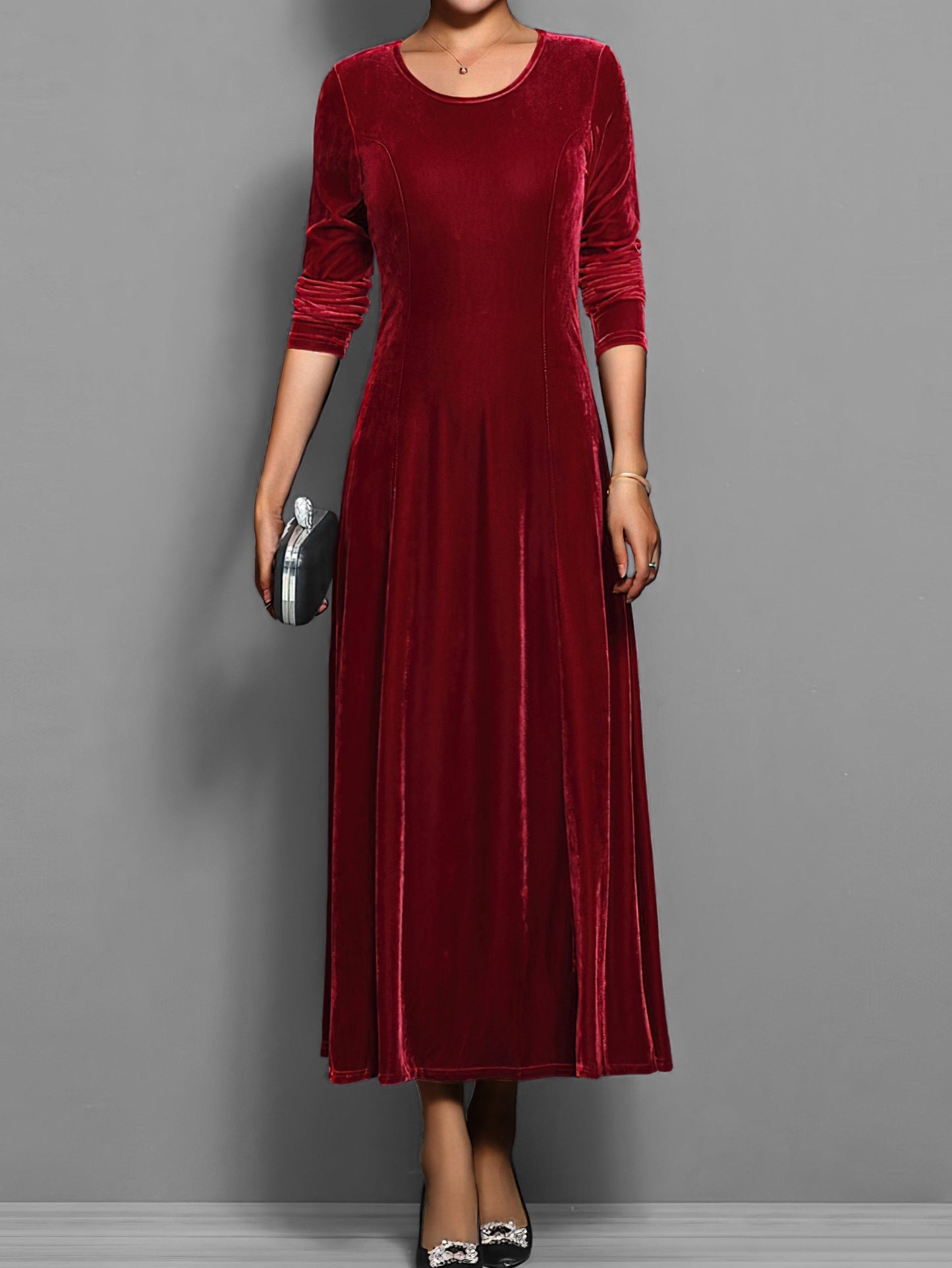Women's Velvet Evening Midi Dress