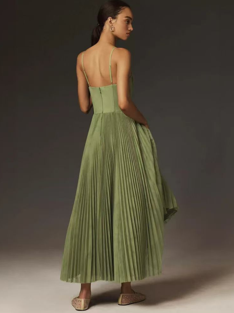 Women's Pleated Evening Maxi Dress