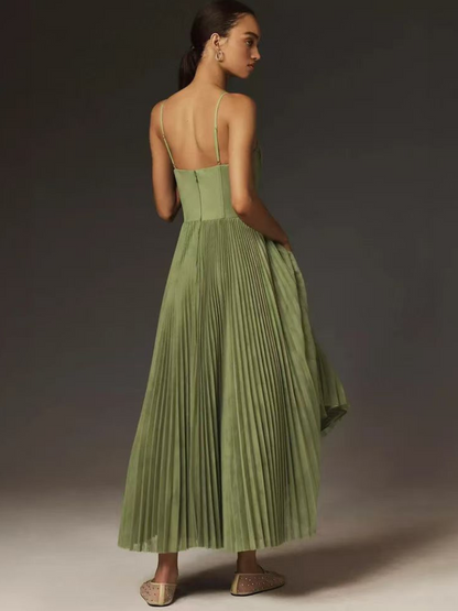 Women's Pleated Evening Maxi Dress