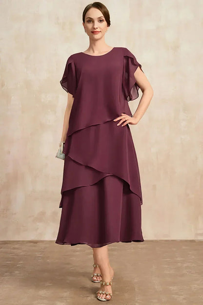 Women's Chiffon Elegant Evening Midi Dress