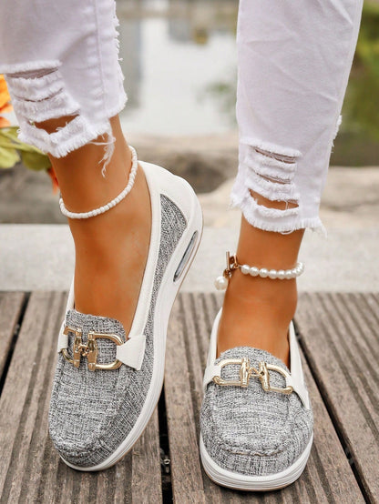 Women's Gold Buckle Comfort Loafers