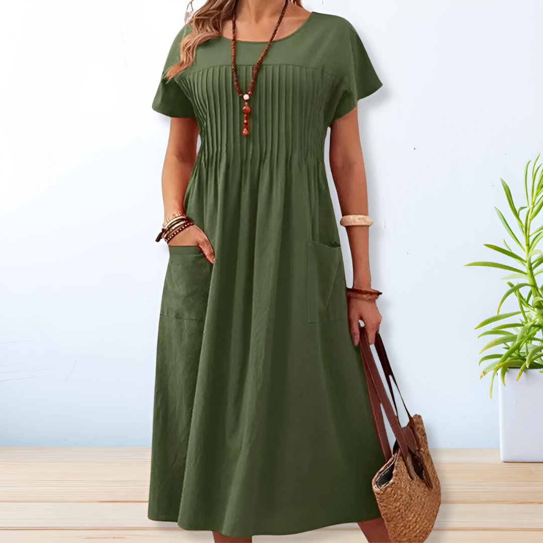 Women's Knit Collar Button Midi Dress