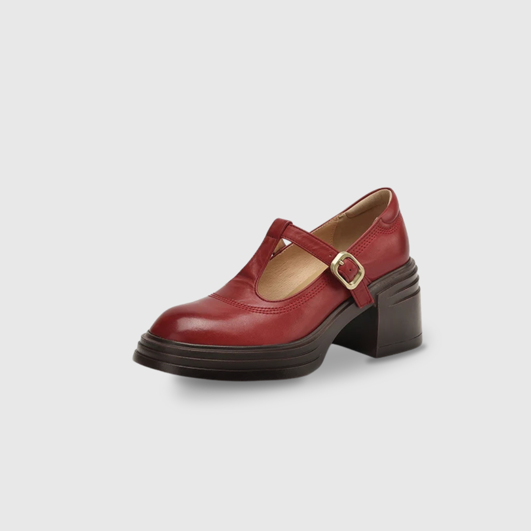 Women's Mary Jane Block Heel Pumps Round Toe