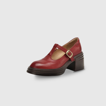 Women's Mary Jane Block Heel Pumps Round Toe