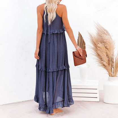 Women's Sleeveless Ruffle Day-to-Evening Midi Dress