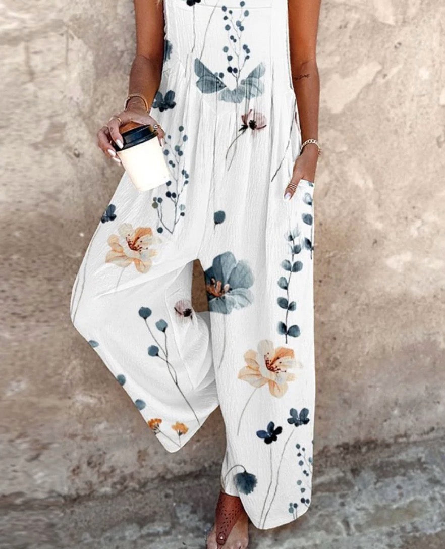 Women's Floral Print Summer Overalls Jumpsuit