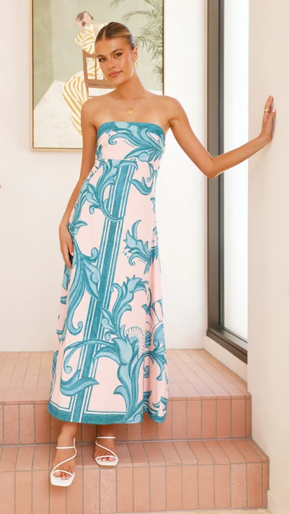 Women's Printed Wedding Guest Maxi Dress