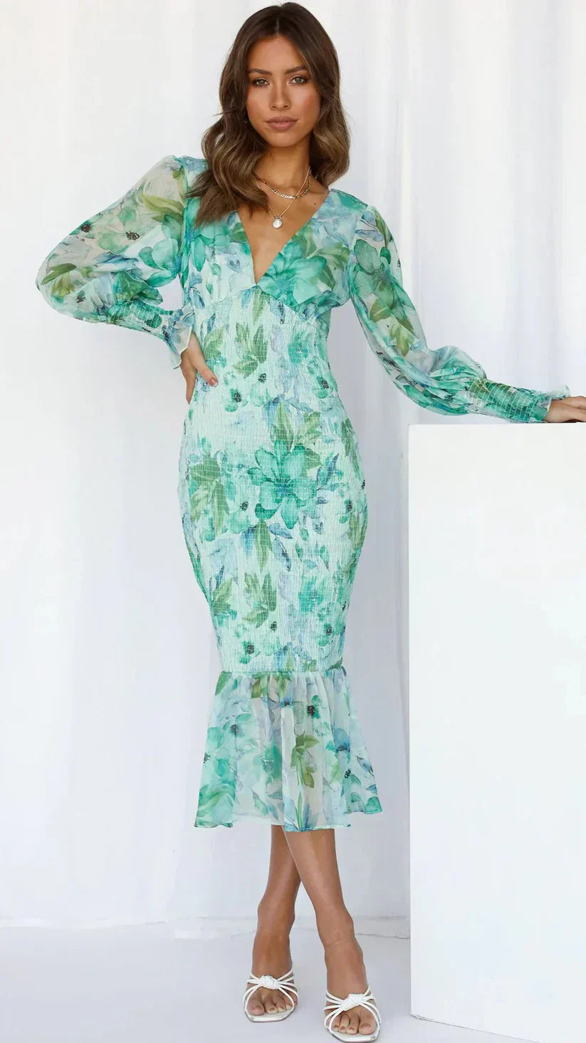 Women's Floral Evening Wedding Guest Maxi Dress