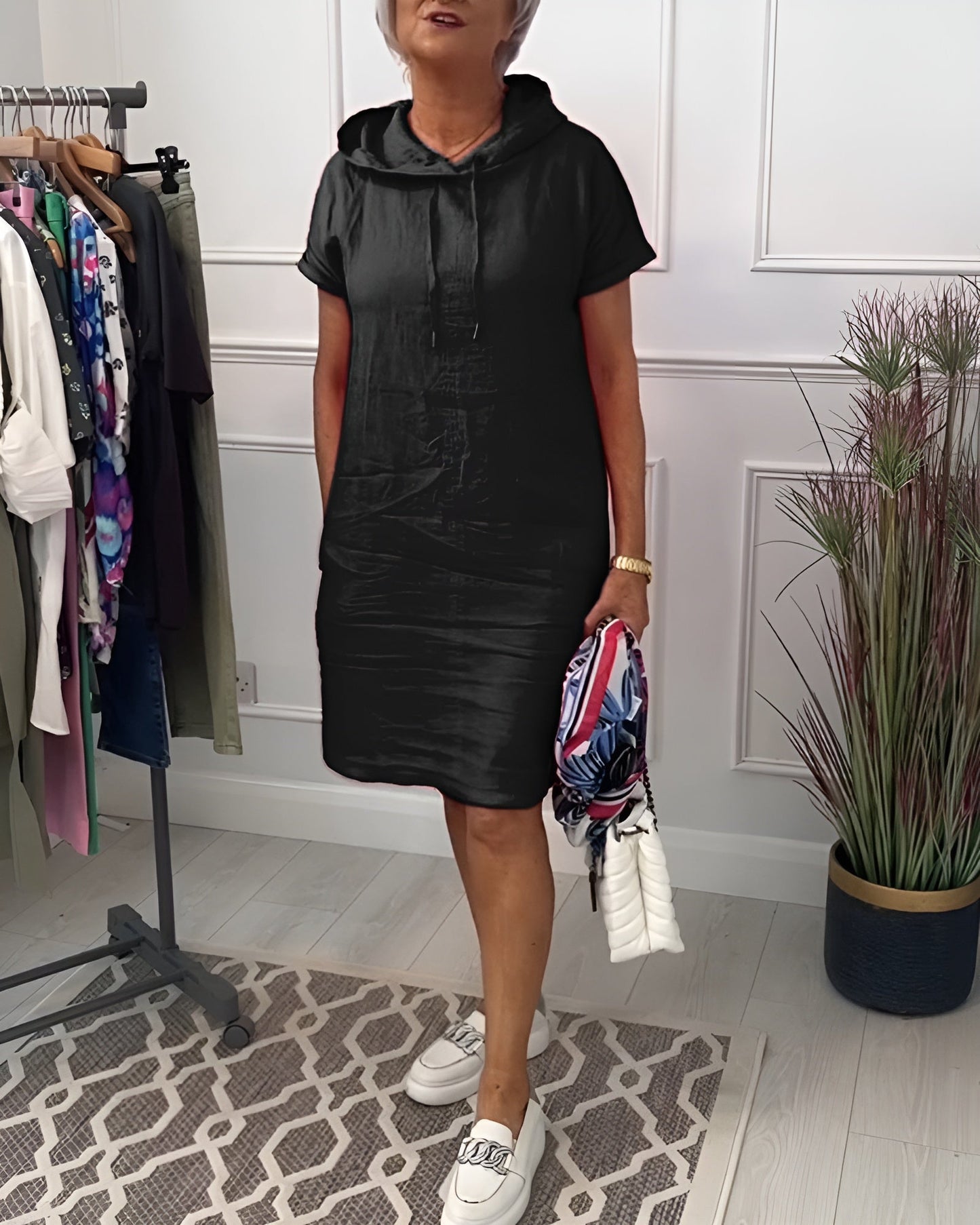Women's Hooded Casual Everyday Midi Dress