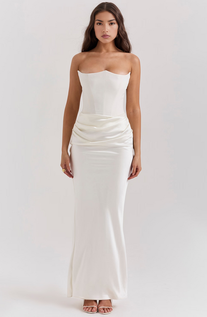 Women's Lace Strapless Evening Maxi Dress