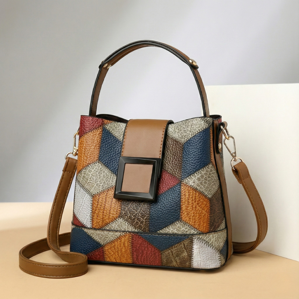 Celeste Leather Handbag with Gold Hardware