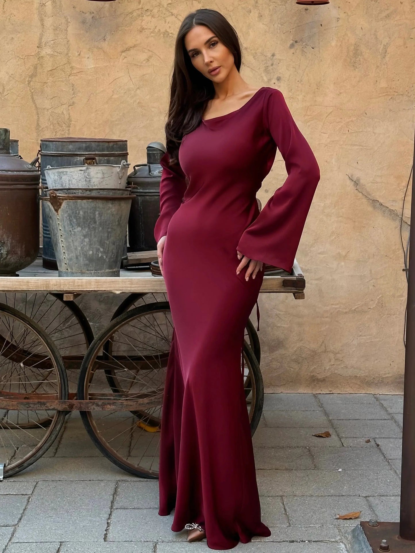 Women's Satin Formal Evening Maxi Dress