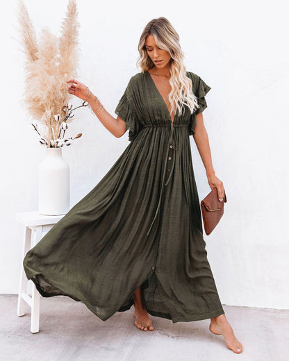Women's Boho Wrap Vacation Cover-Up Dress
