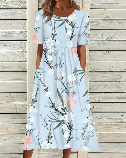 Women's Printed Casual Midi Dress