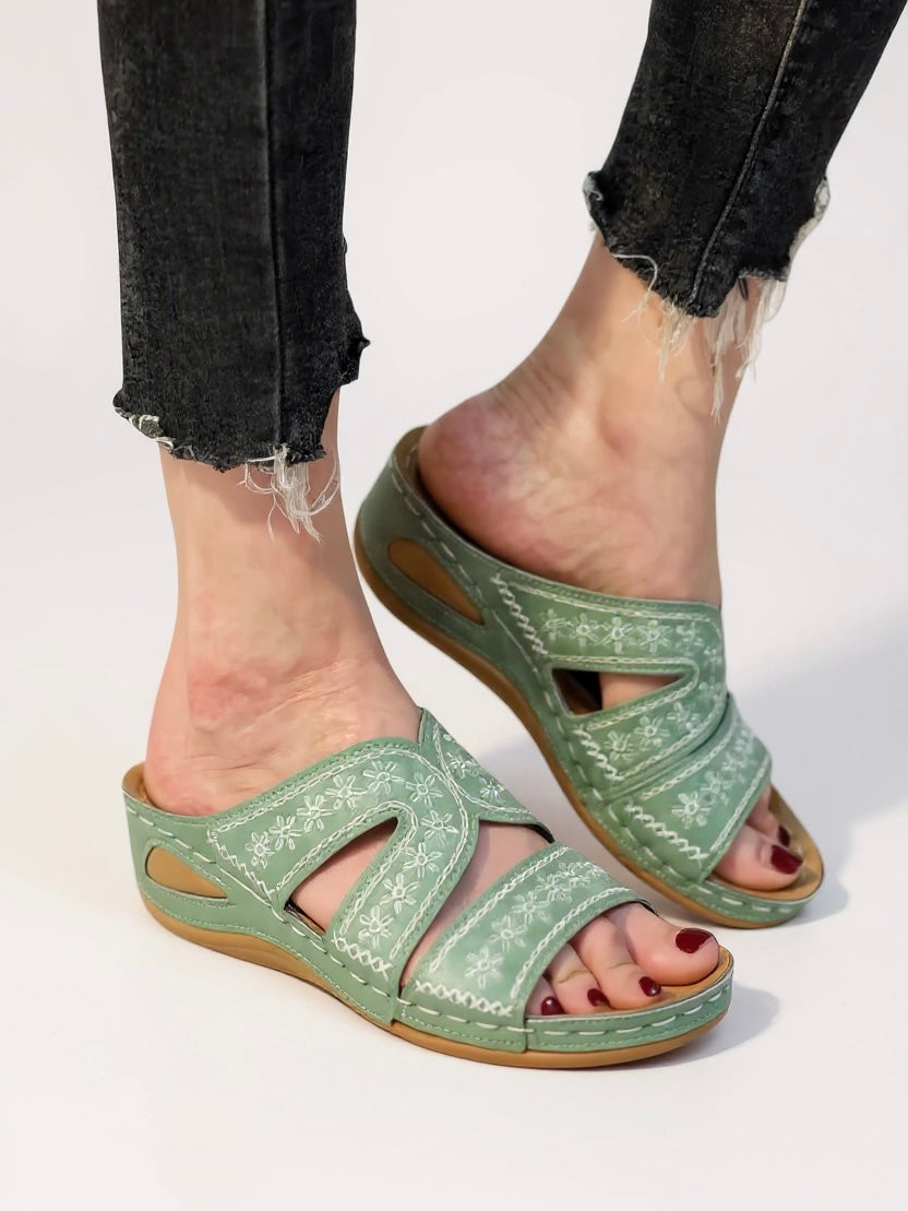 Women's Cushioned Slip-On Flat Sandals