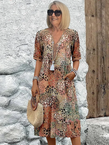 Women's Colorful Floral Midi Dress