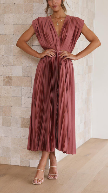 Women's Pleated Formal Evening Maxi Dress