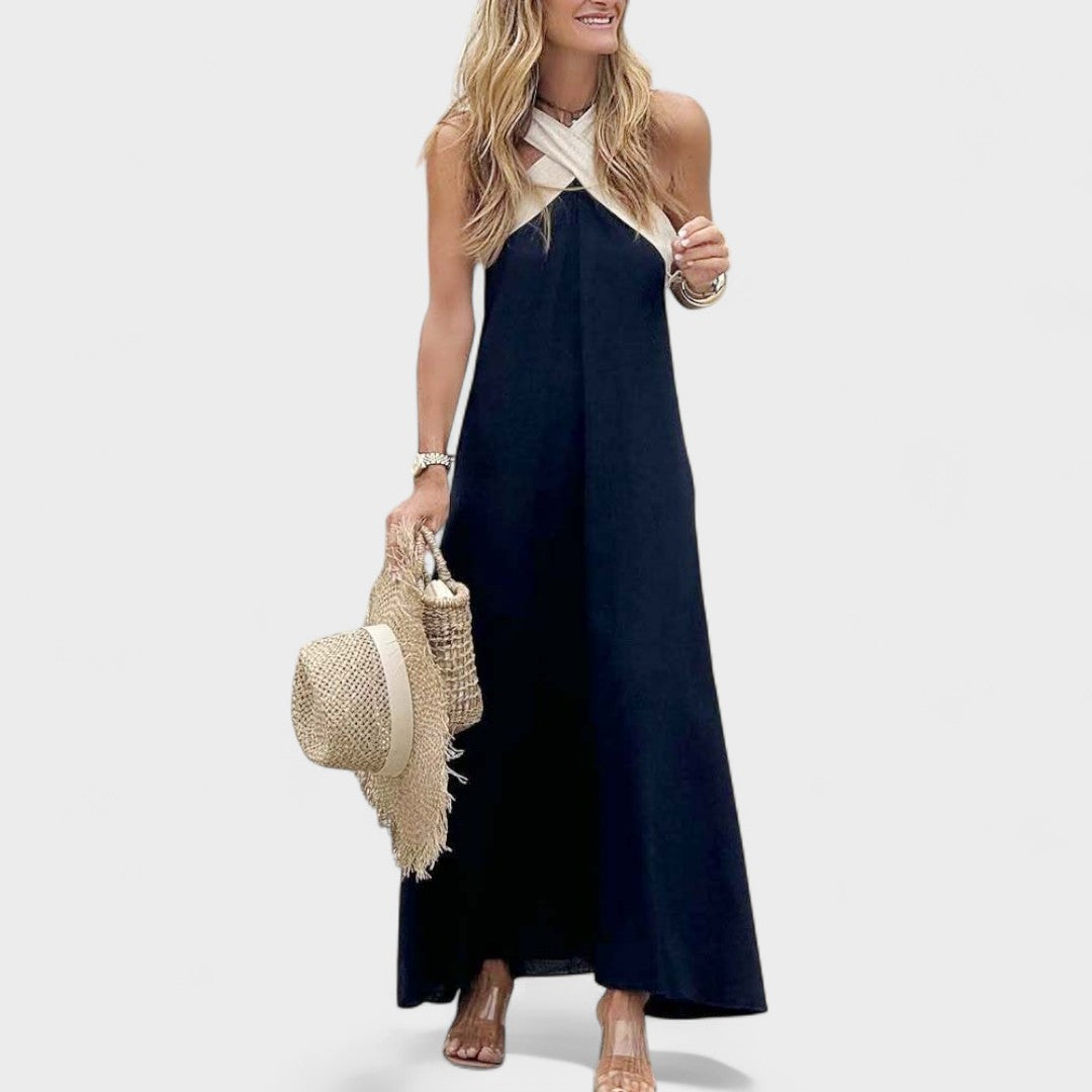 Women's Cross-Neck Evening Maxi Dress