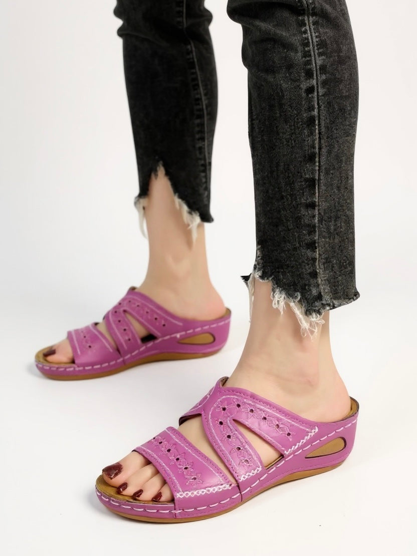 Women's Cushioned Slip-On Flat Sandals