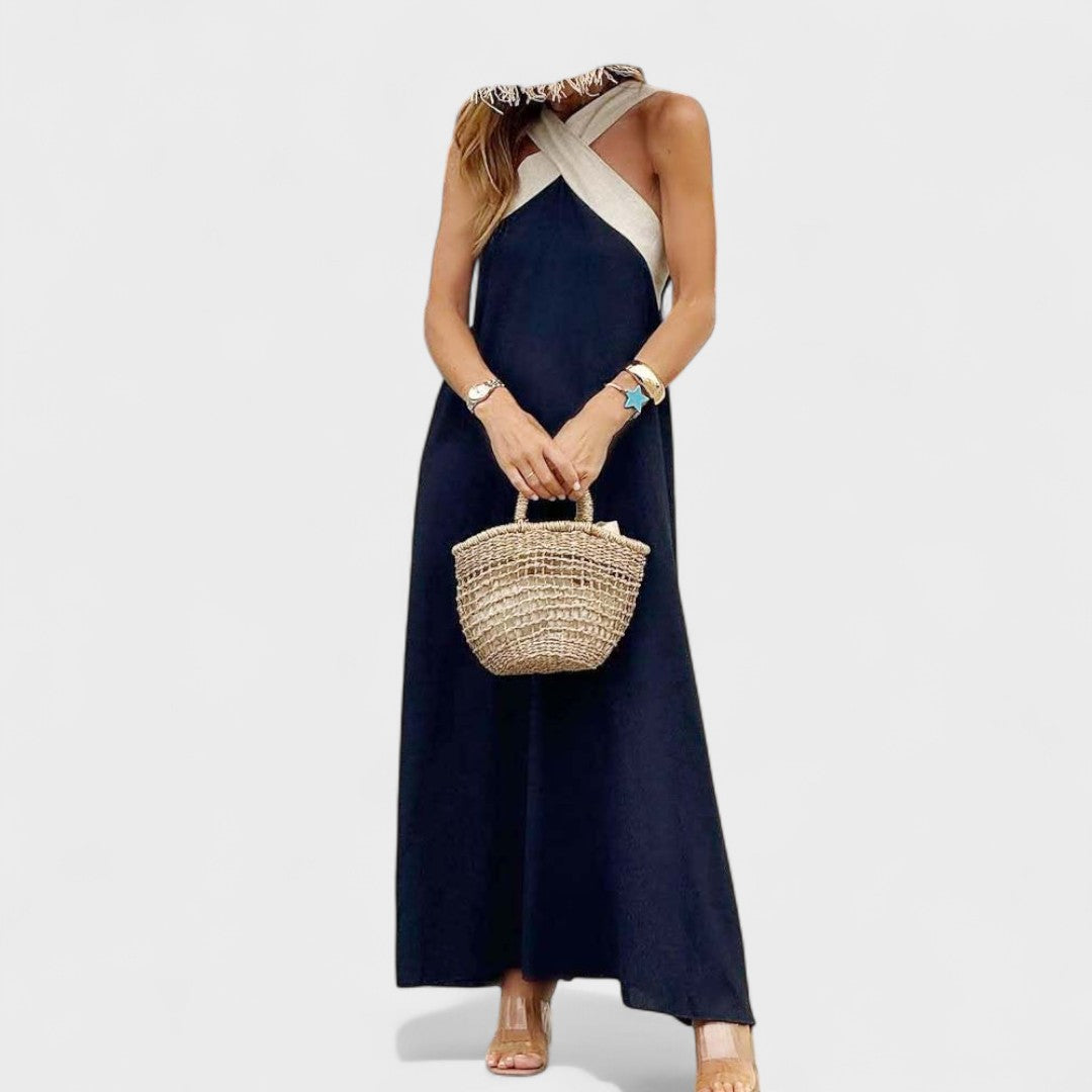 Women's Cross-Neck Evening Maxi Dress