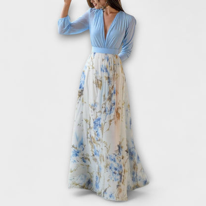 Women's Floral Print V-Neck Maxi Dress