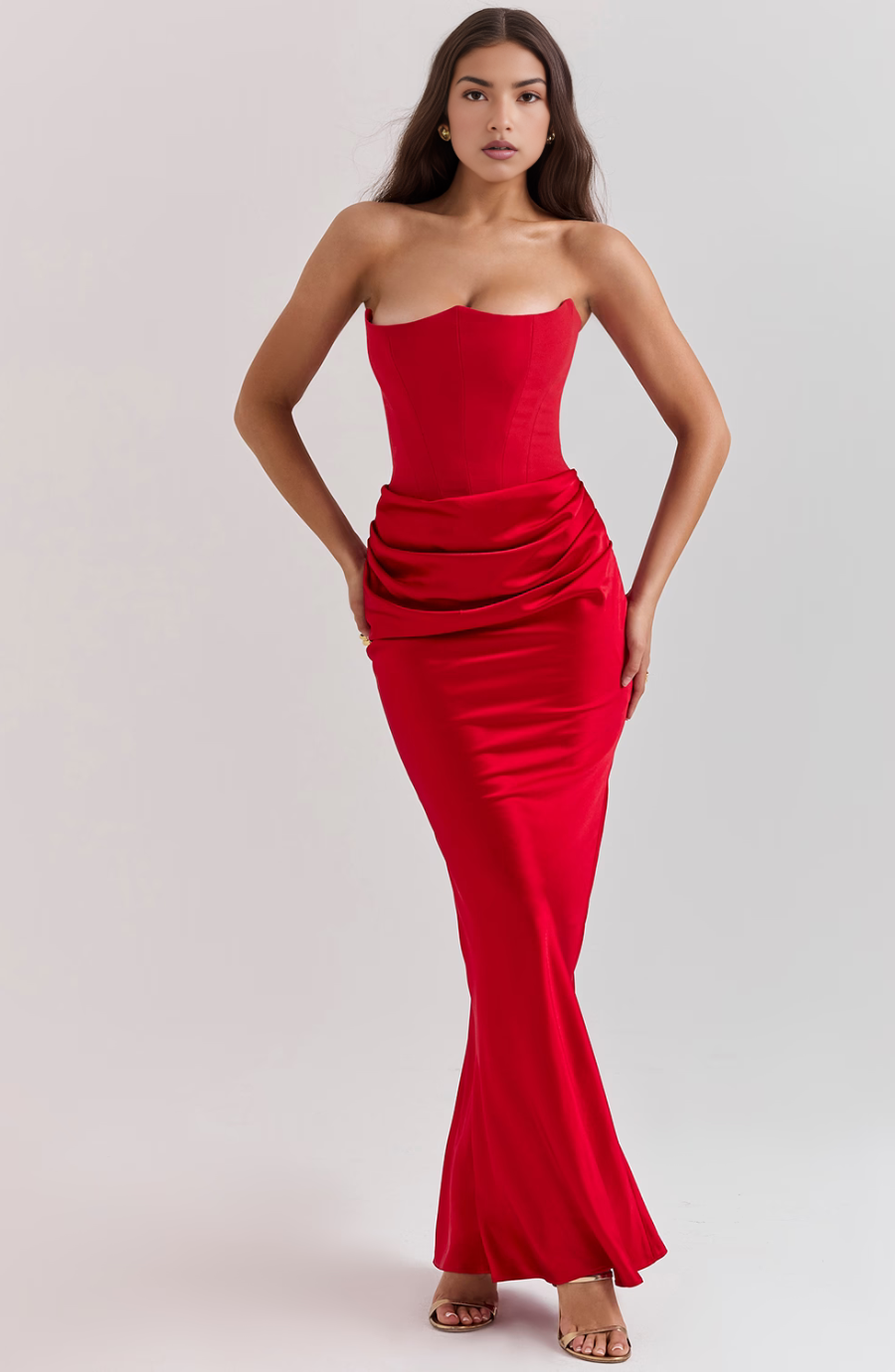 Women's Lace Strapless Evening Maxi Dress