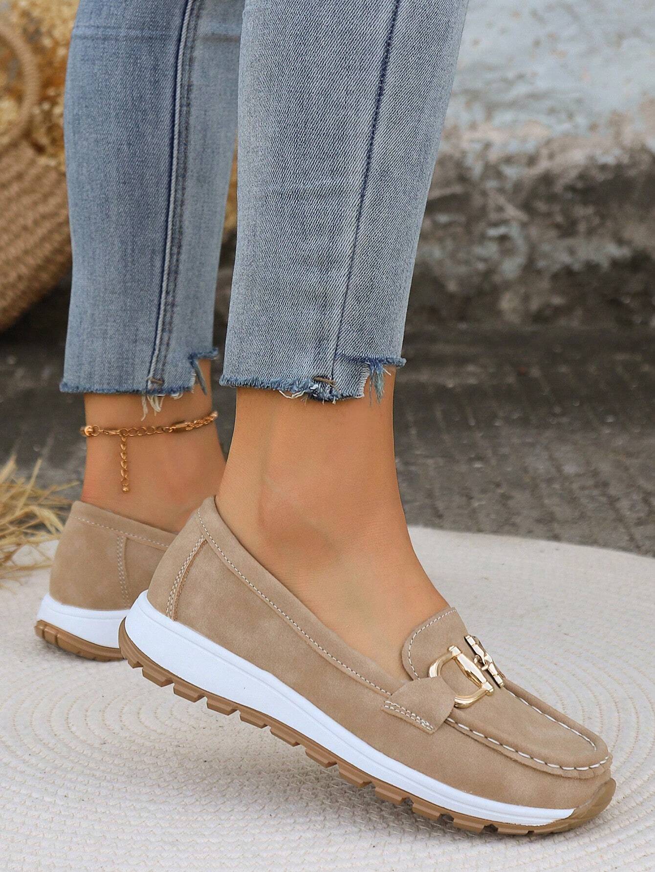 Women's Gold Buckle Comfort Loafers