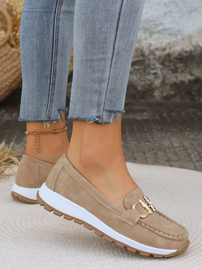 Women's Gold Buckle Comfort Loafers