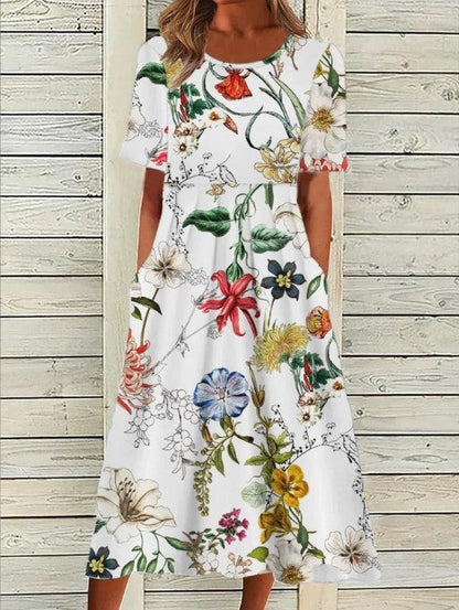 Women's Printed Casual Midi Dress