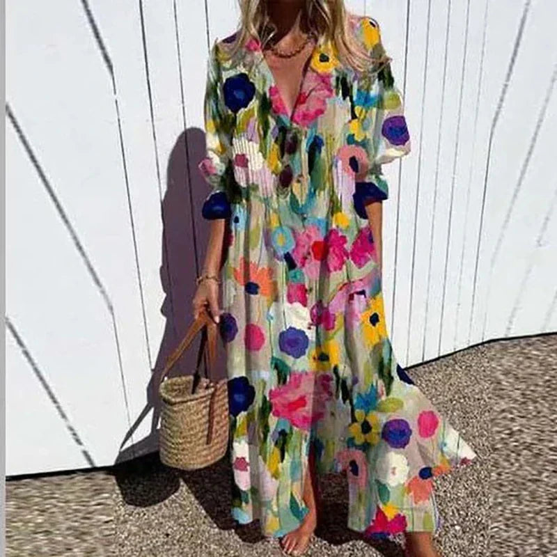 Women's Boho Flowy Vacation Maxi Dress