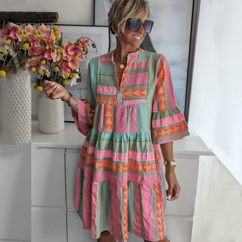 Women's A-Line Floral Midi Dress